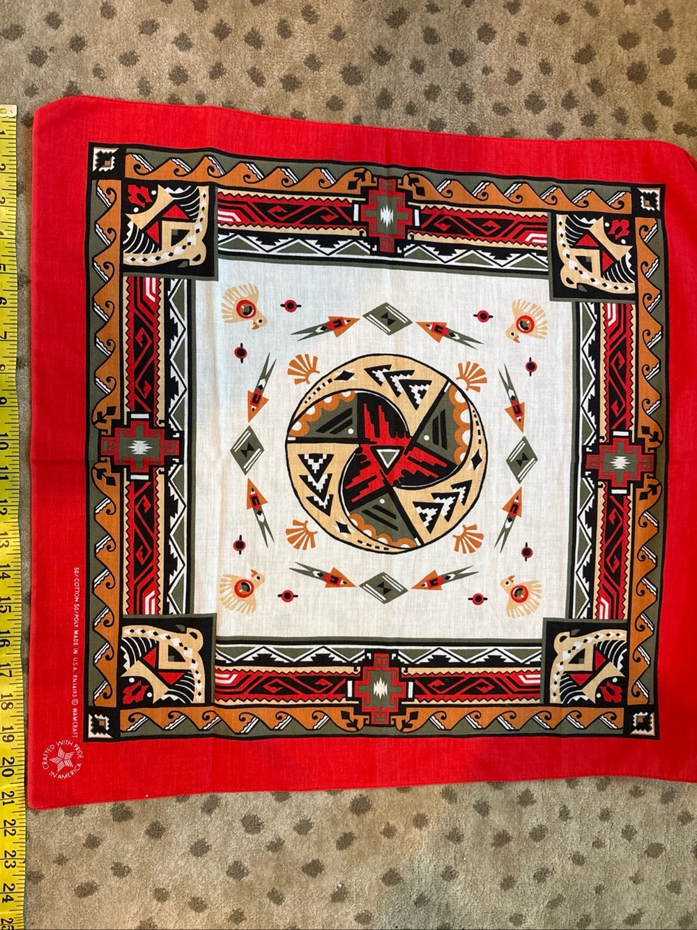 Vintage Wamcraft Aztec southwestern thunderbird bandana
